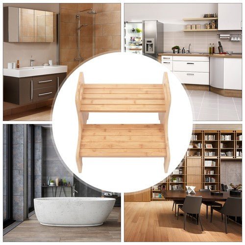 High Beds Bed Steps For Adults Two Step Stool Stair Ladder Bamboo Kitchen Home - Regenerative Marketplace