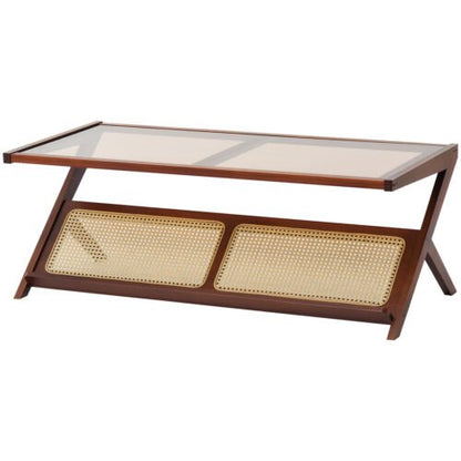 Rattan Coffee Table Z - Shaped Rattan Coffee Table 1 - Tier for Living Room - Regenerative Marketplace