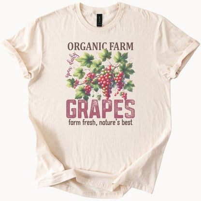 Farm Fresh Grapes Tee Organic Fruit Graphic T Shirt - Regenerative Marketplace