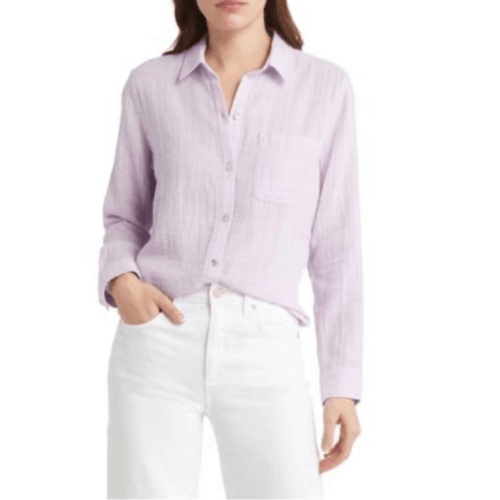 NEW Rails Ellis Organic Cotton Button - Up Shirt in Orchid - Regenerative Marketplace