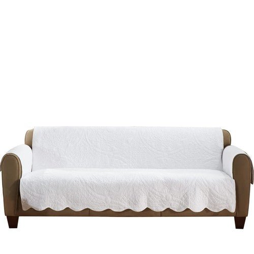 Heirloom Quilted Cotton Furniture Cover with Scallop Edge, Sofa Cover, Pet Fr... - Regenerative Marketplace