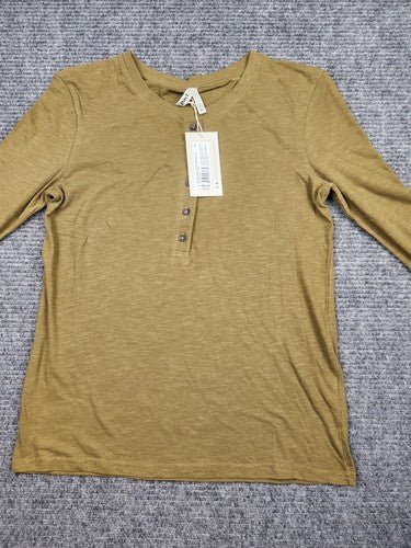Pact Lizard London Slub Henley Tee Olive Green Organic Cotton Long Sleeve Sz S - Regenerative Marketplace