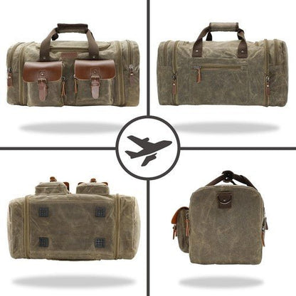 Waxed Canvas Duffle Bag - 50L Waterproof Weekender Overnight Travel Bag - Regenerative Marketplace
