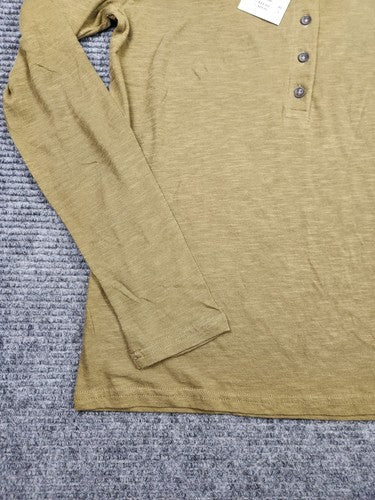 Pact Lizard London Slub Henley Tee Olive Green Organic Cotton Long Sleeve Sz S - Regenerative Marketplace