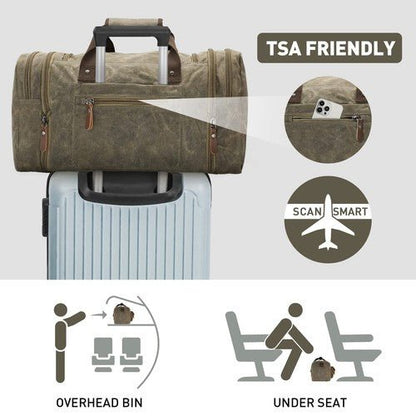 Waxed Canvas Duffle Bag - 50L Waterproof Weekender Overnight Travel Bag - Regenerative Marketplace