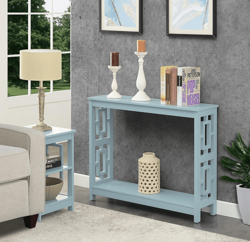 Town Square Console Table with Shelf, Sea Foam - Regenerative Marketplace