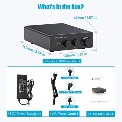 Fosi Audio TB10D HiFi Digital Power Amplifier TPA3255 Class D Home Amp 300Wx2 - Regenerative Marketplace