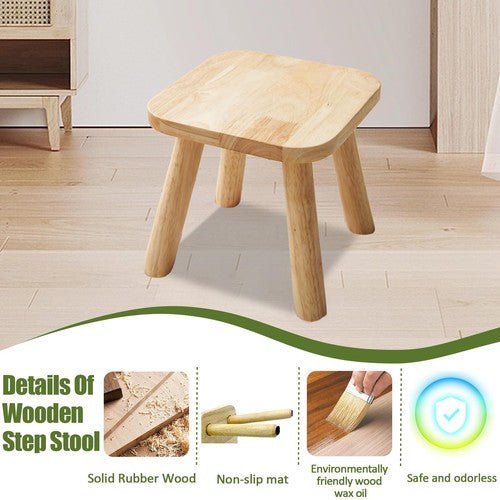 Small Wooden Step Stool Plant with Non - Slip Foot Mat Portable for Sitting - Regenerative Marketplace