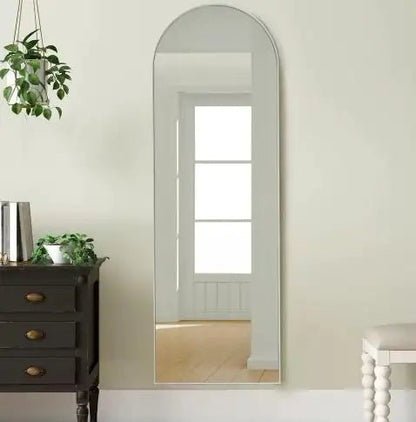 Silver 63x20 Inch Metal Arched Brace Full - length Mirror - Regenerative Marketplace