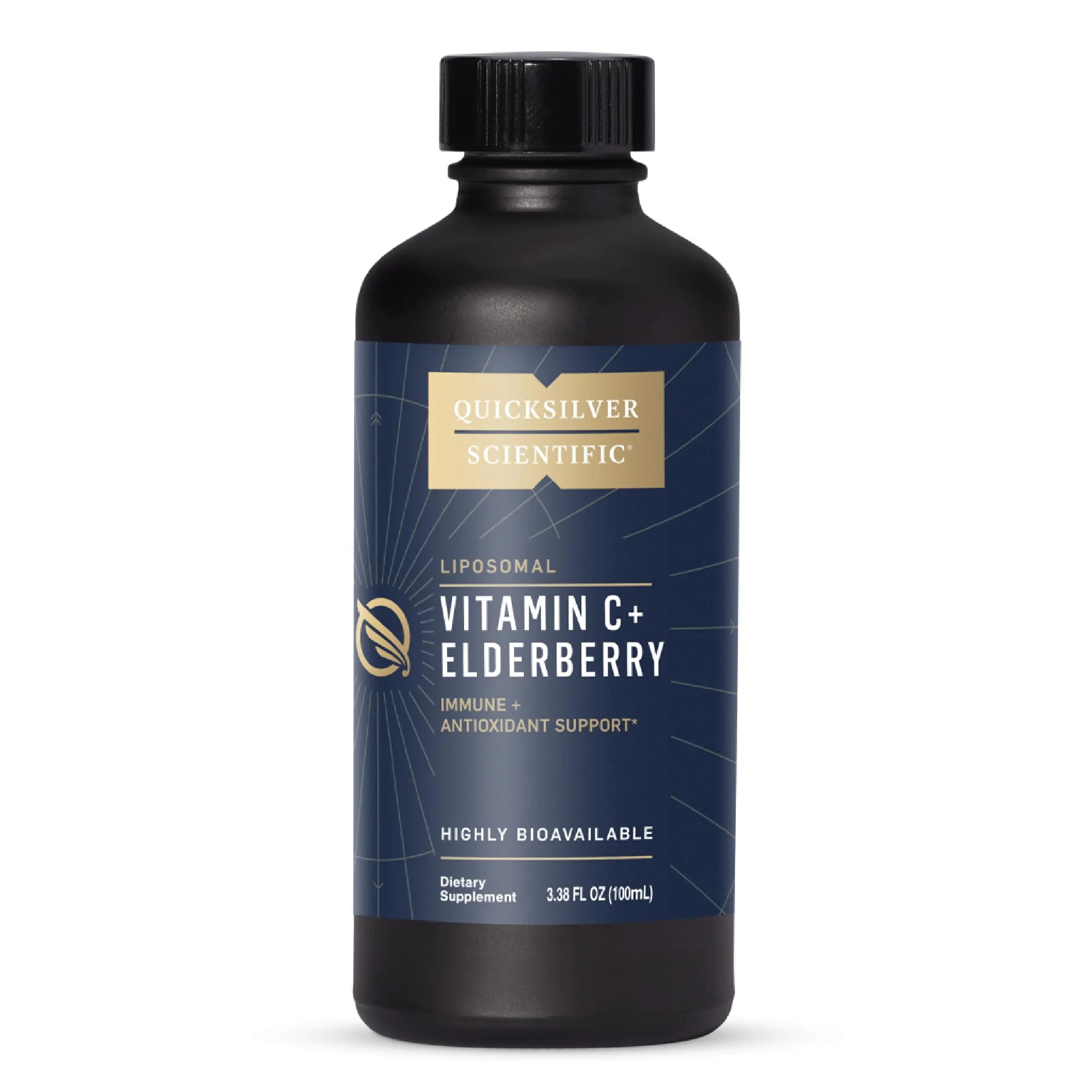 Quicksilver Scientific Liposomal Vitamin C + Elderberry - Liposomal Vitamin C 1000mg with Superior Absorption Technology & Tocotrienols - Antioxidant & Immune Support Tonic (100ml) - Regenerative Marketplace