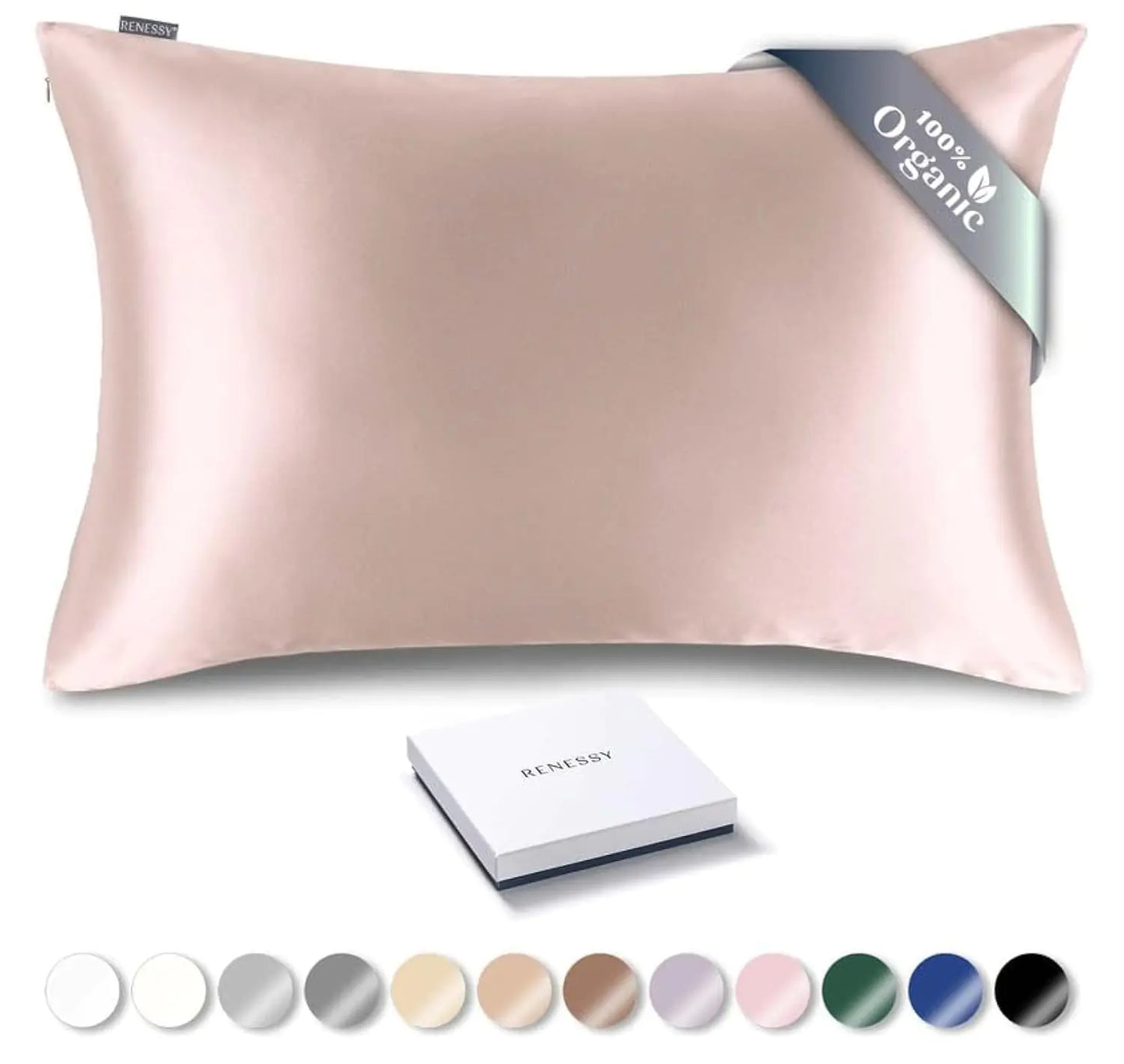 RENESSY Organic Silk Pillowcase - 100% Organic Mulberry Silk 22 Momme Naturally Hypoallergenic Promotes Hair and Skin Health 1 Piece (Queen Size 20x30 Inches Heavenly Pink) - Regenerative Marketplace
