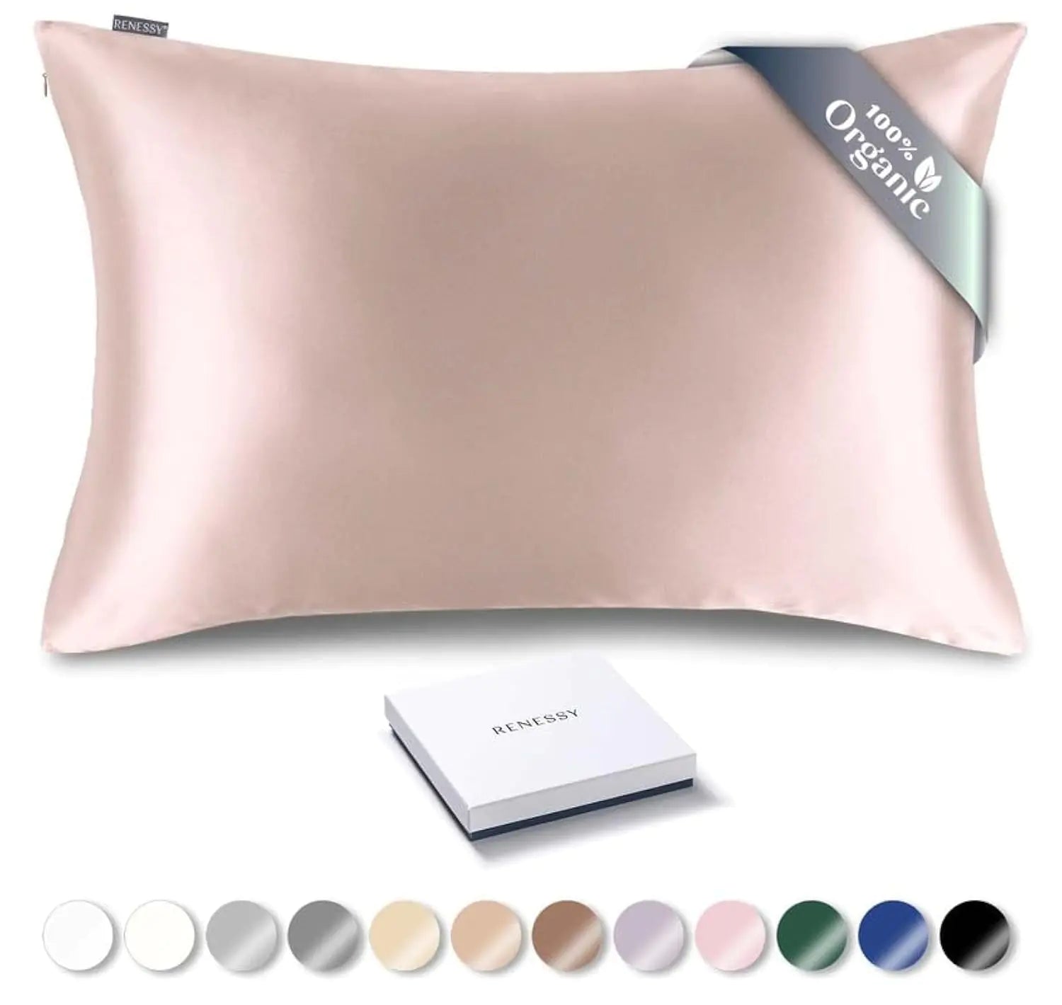 RENESSY Organic Silk Pillowcase - 100% Organic Mulberry Silk 22 Momme Naturally Hypoallergenic Promotes Hair and Skin Health 1 Piece (Queen Size 20x30 Inches Heavenly Pink) - Regenerative Marketplace