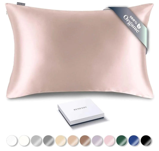 RENESSY Organic Silk Pillowcase - 100% Organic Mulberry Silk 22 Momme Naturally Hypoallergenic Promotes Hair and Skin Health 1 Piece (Queen Size 20x30 Inches Heavenly Pink) - Regenerative Marketplace