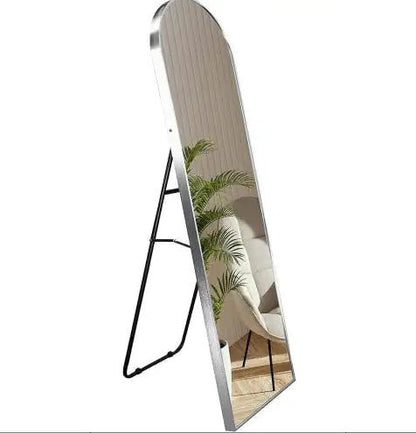 Silver 63x20 Inch Metal Arched Brace Full - length Mirror - Regenerative Marketplace