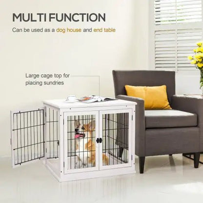 Small Kennel End Table With Two Open Sides And Lockable Door - Regenerative Marketplace