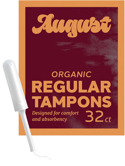 August Organic Cotton Tampons 32 Regular Tampons Made with Organic Cotton Long Applicators Non - Toxic Organic Tampons Fragrance - Free Chlorine - Free and Hypoallergenic (2 Boxes of 16 tampons) - Regenerative Marketplace