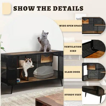 Spacious Cat Houses With Tempered Glass Are Suitable For Living Rooms, Hallways, Dens, And Other Spaces - Regenerative Marketplace